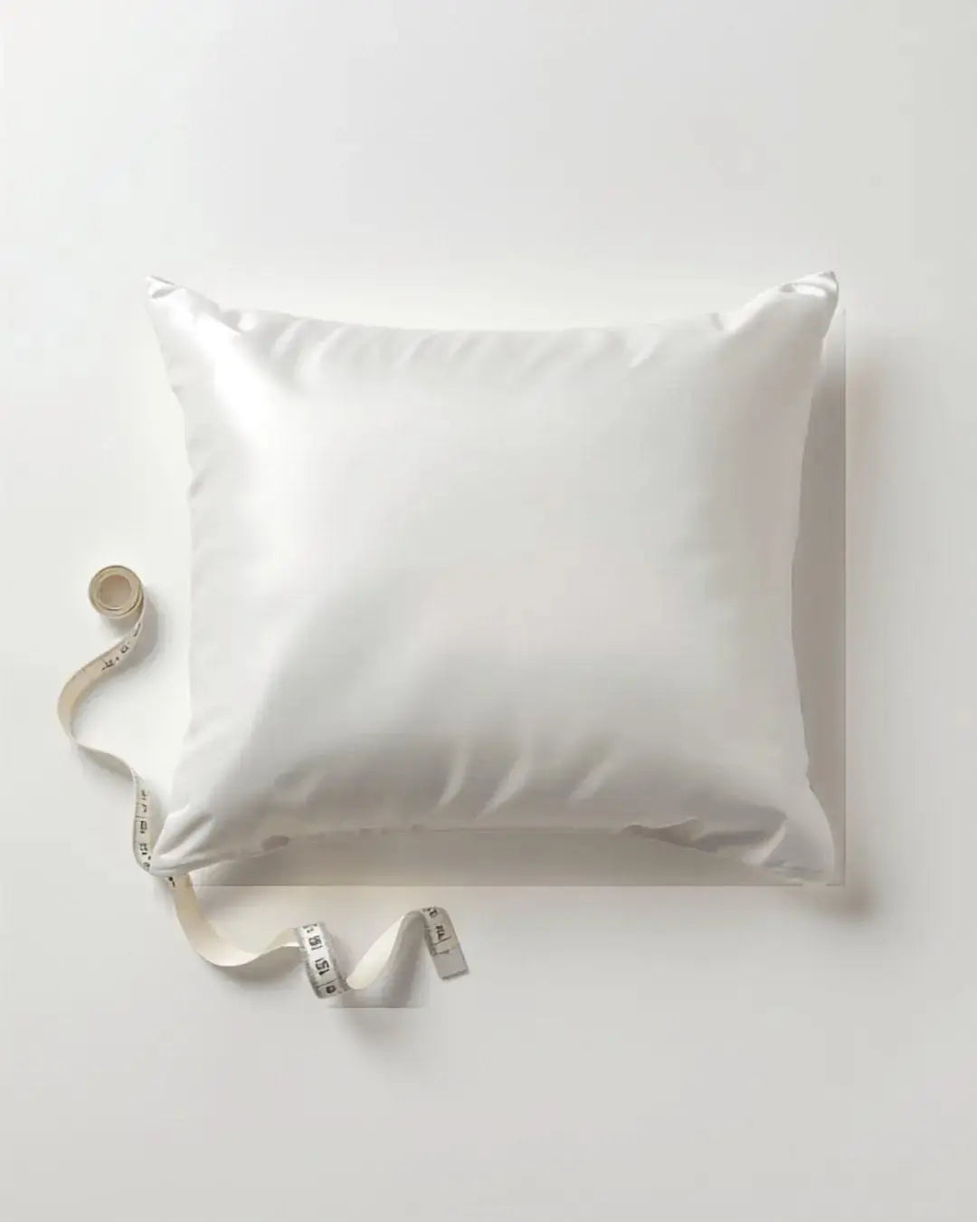 Silk pillowcase laid flat showing dimensions - UK vs USA sizing guide for standard queen and king silk pillowcases