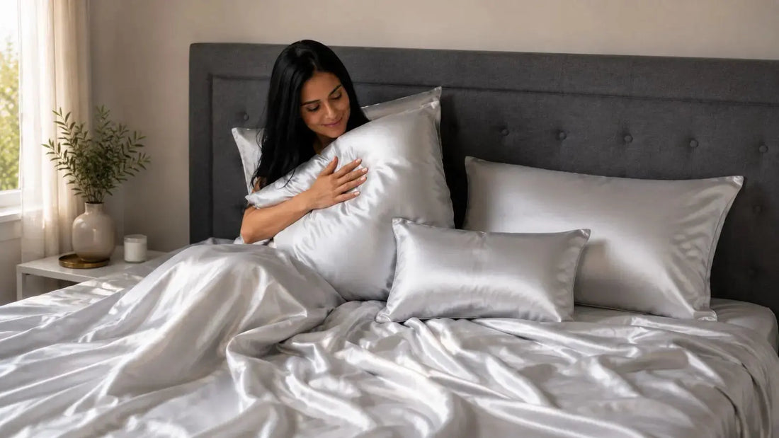 Decorative silk pillow shams displayed on a styled bed - what are silk pillow shams and how they differ from standard pillowcases