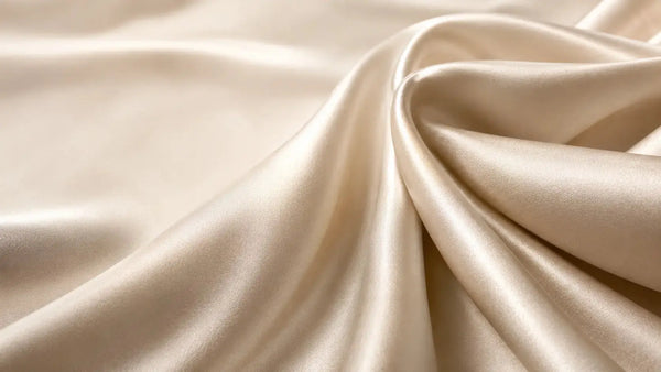 Silk fabric swatch with quality label - what is momme weight in silk and why a higher momme count means better quality and durability