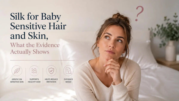 Baby sleeping peacefully on a smooth silk surface - evidence-based guide to using silk for baby sensitive hair and delicate skin