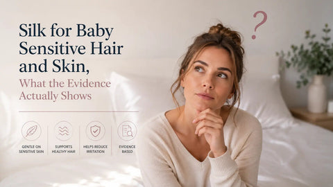 Baby sleeping peacefully on a smooth silk surface - evidence-based guide to using silk for baby sensitive hair and delicate skin
