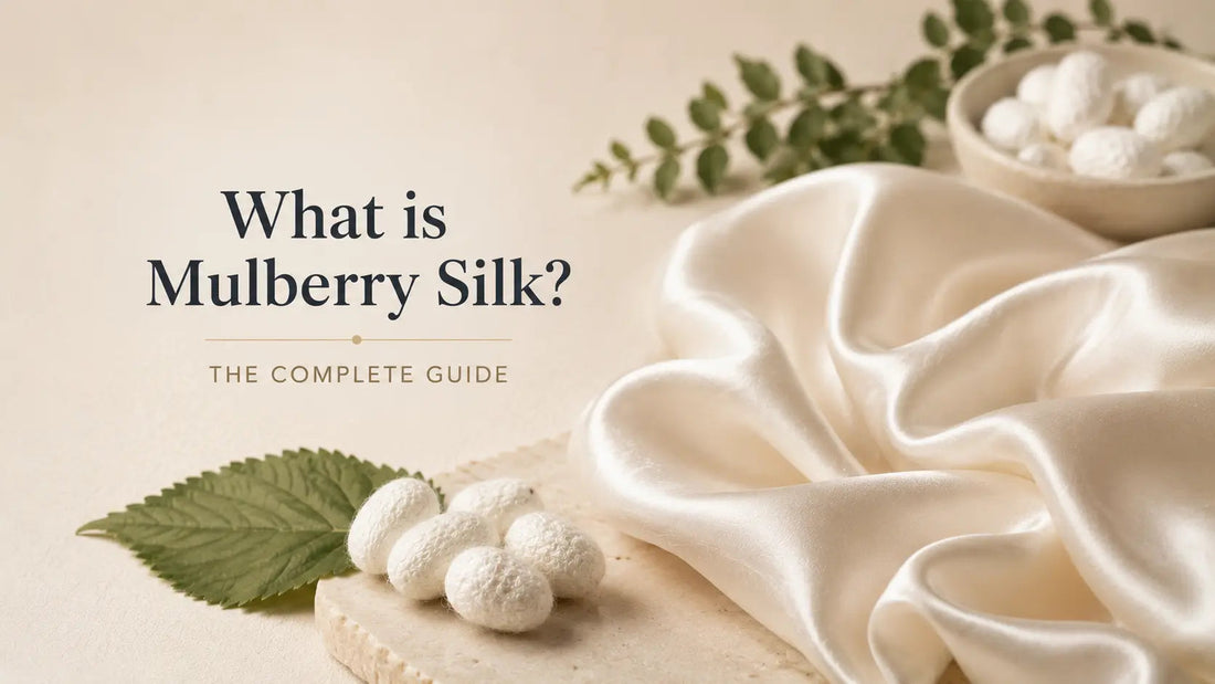 Silkworm cocoons and finished 100% mulberry silk fabric - complete guide to what mulberry silk is and why it is the finest silk grade