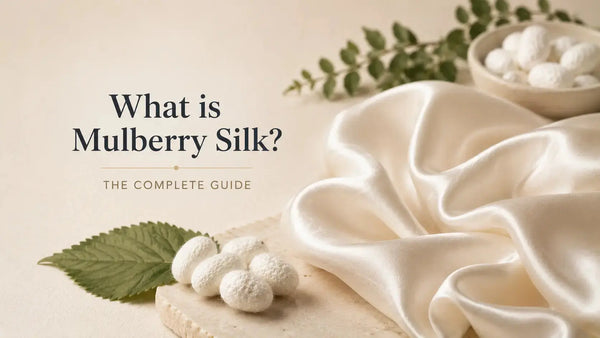 Silkworm cocoons and finished 100% mulberry silk fabric - complete guide to what mulberry silk is and why it is the finest silk grade