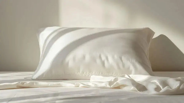 Lunelle white 30 momme mulberry silk pillowcase softly draped over a bed edge in morning light - is 30 momme silk worth the higher price