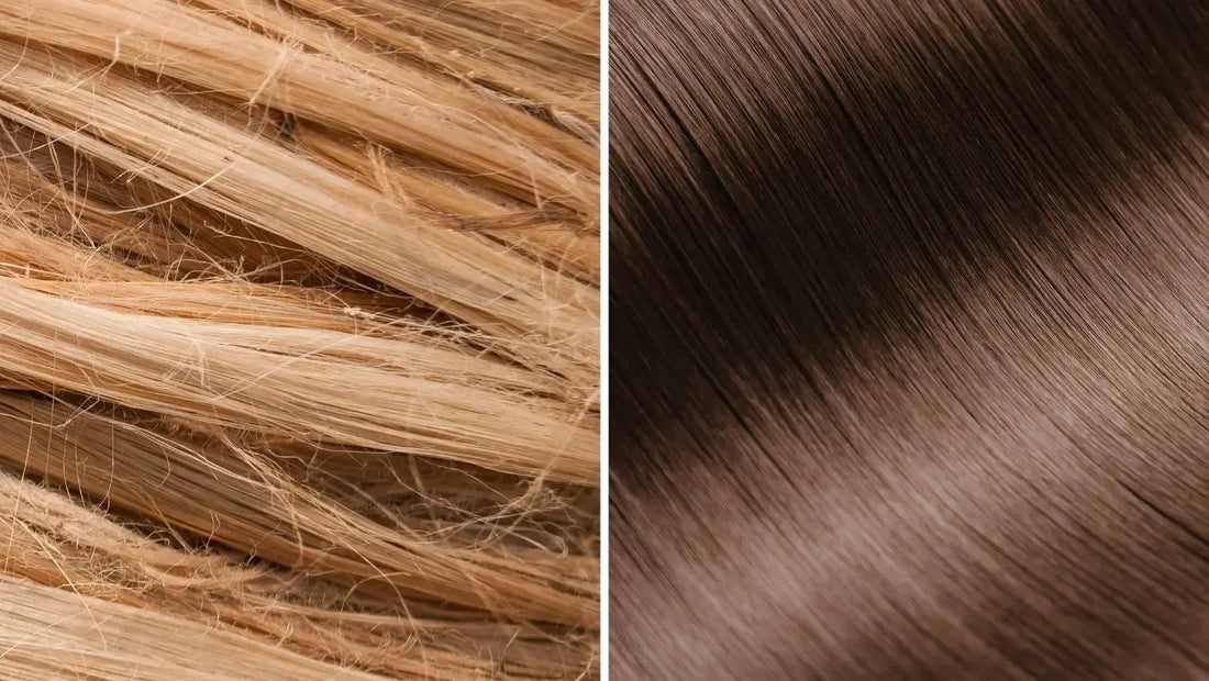 Tangled hair on cotton versus smooth frizz-free hair on a Lunelle silk pillowcase - best silk pillowcase for hair breakage prevention