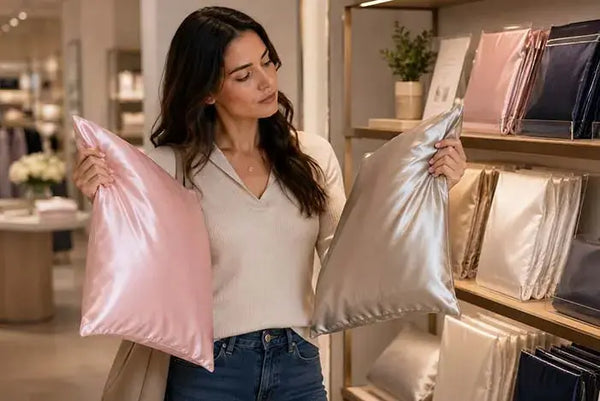 Woman sleeping on a Lunelle mulberry silk pillowcase - complete guide to silk pillowcase benefits for skin and hair health 2026