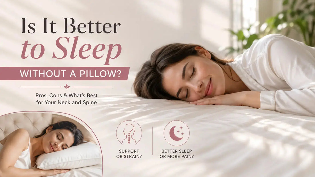 Person lying flat without a pillow in natural light - is it better to sleep without a pillow for neck alignment, skin health and sleep quality