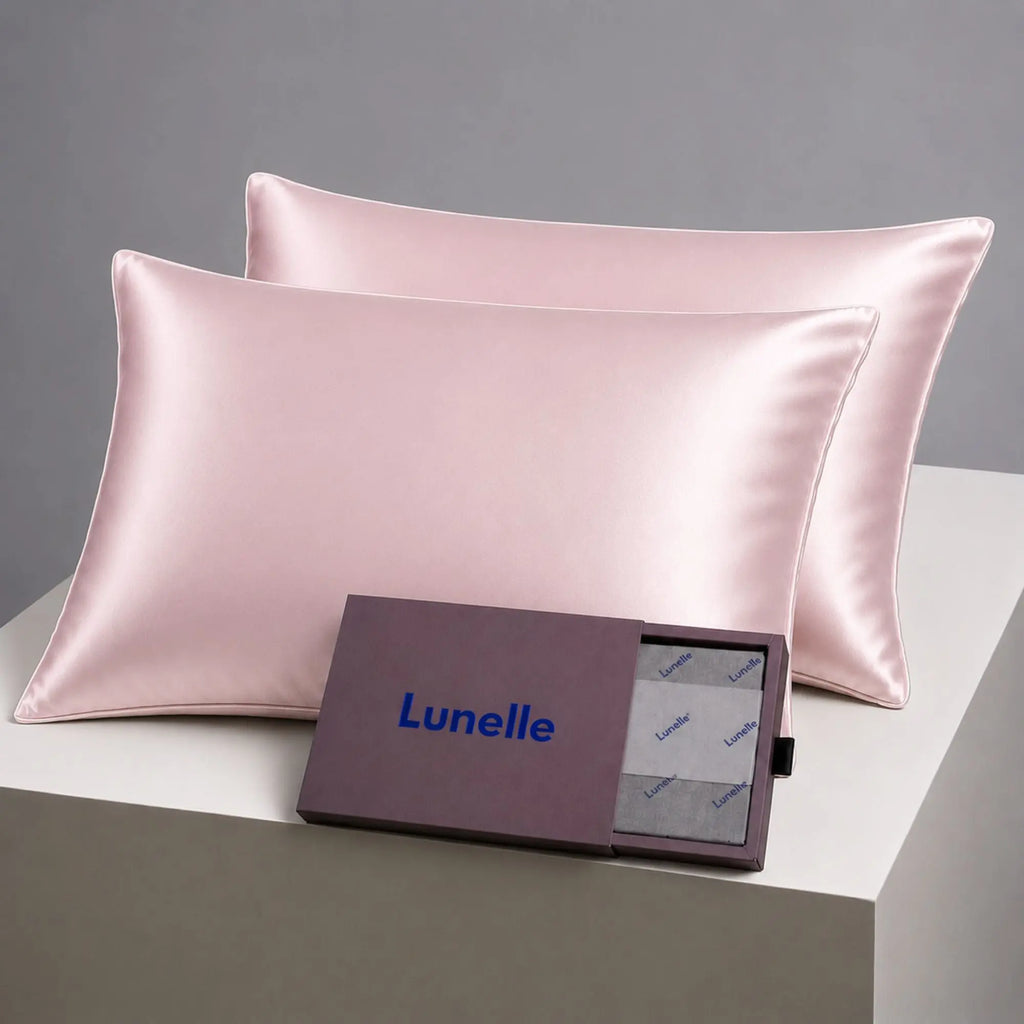 Lunelle blush pink 22 momme 100% mulberry silk pillowcase set of two