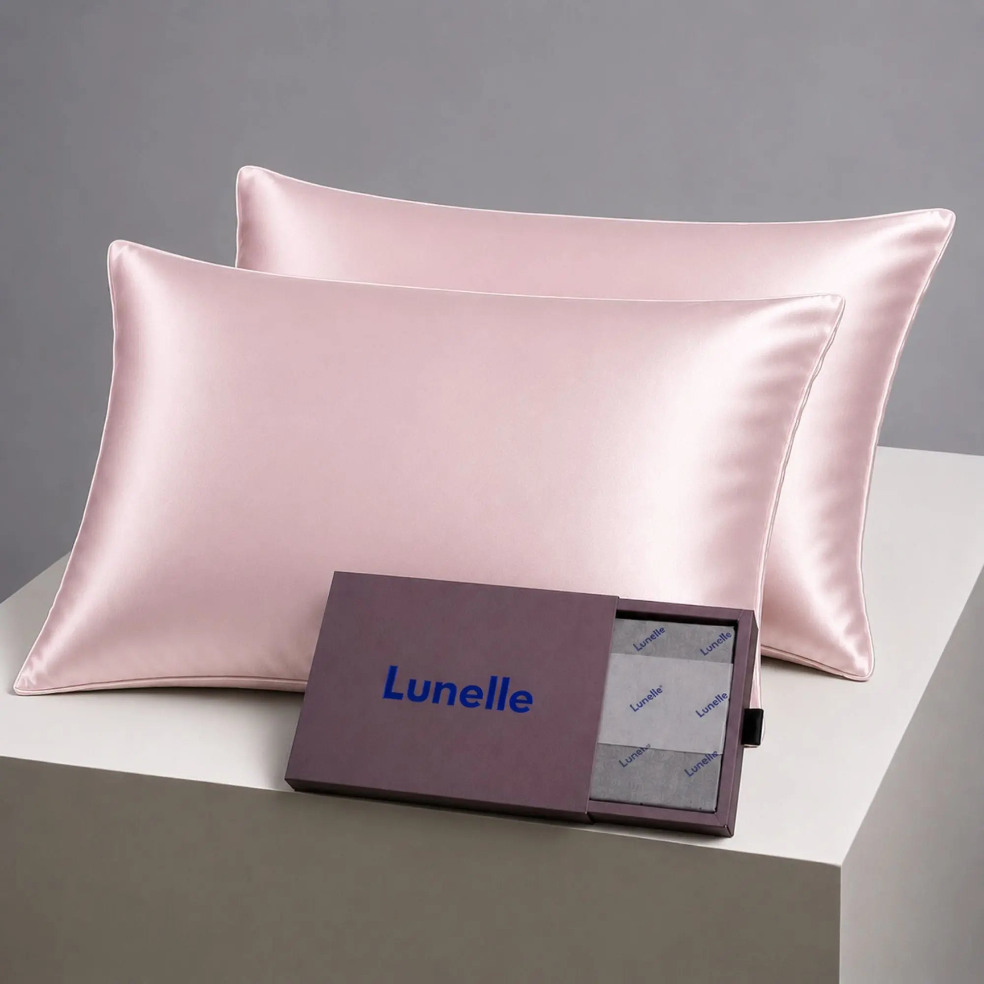 Set Of 2 | 22 Momme 100% Mulberry Silk Pillowcases for Hair & Skin - Pink Lunissy UK