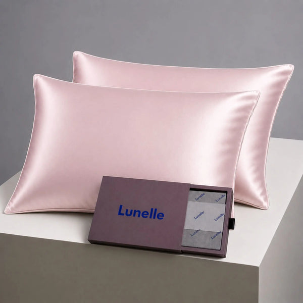 Lunelle blush pink 22 momme 100% mulberry silk pillowcase set of two