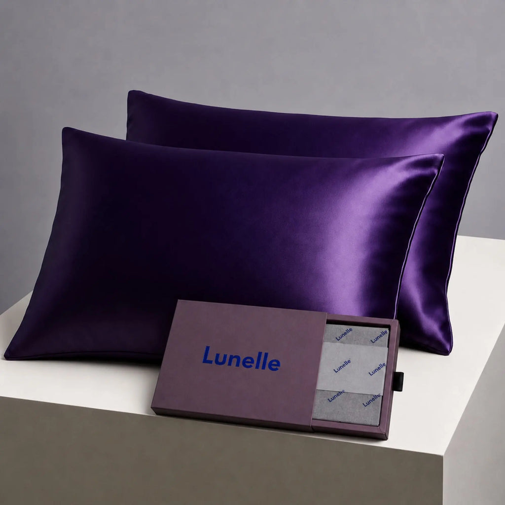 Lunelle purple 22 momme 100% mulberry silk pillowcase set of two