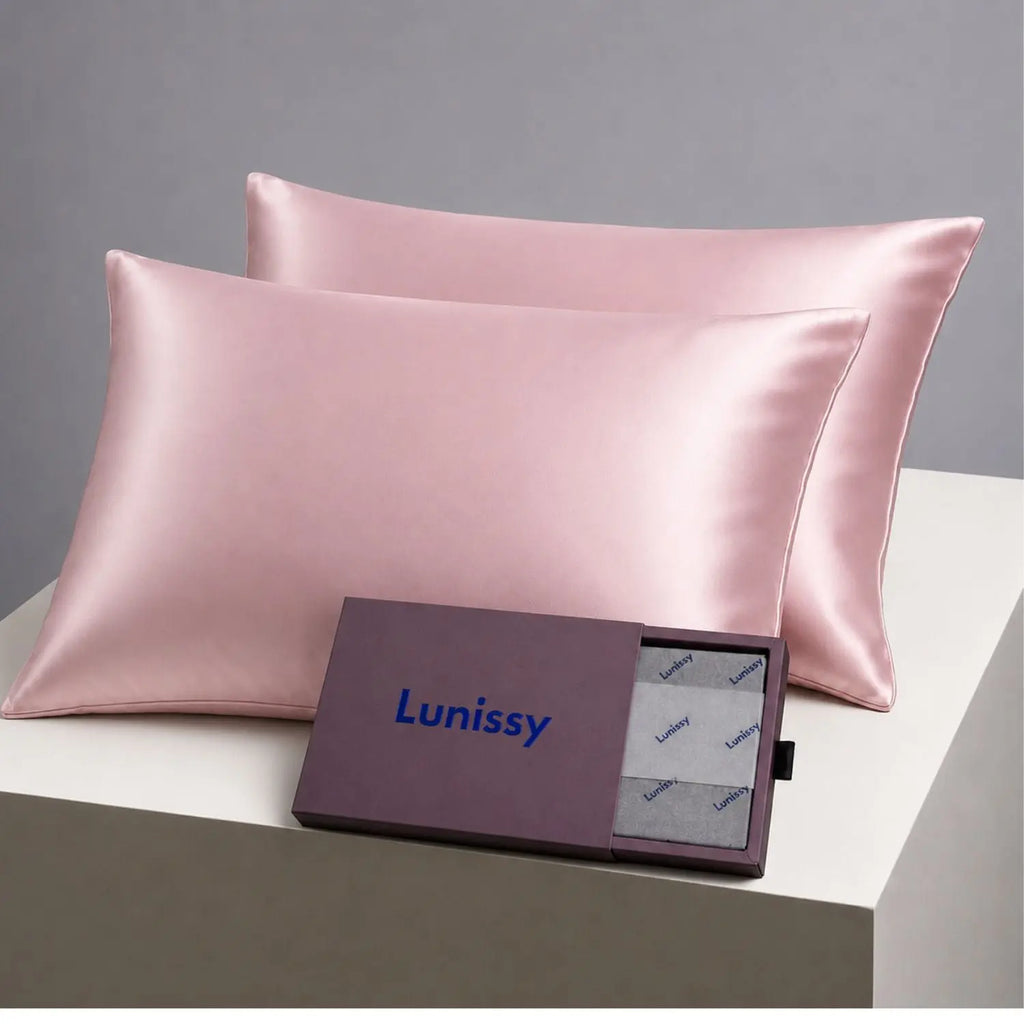 Set Of 2 | 30Momme 100% Mulberry Pillowcases for Hair & Skin - Pink Lunissy UK