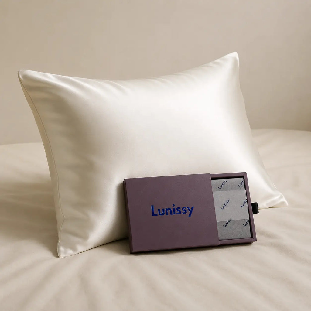 30 Momme 100% Mulberry Silk Pillowcase for Hair & Skin - White Lunissy UK