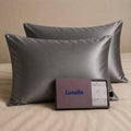 Lunelle dark grey 30 momme 100% mulberry silk pillowcase set of two