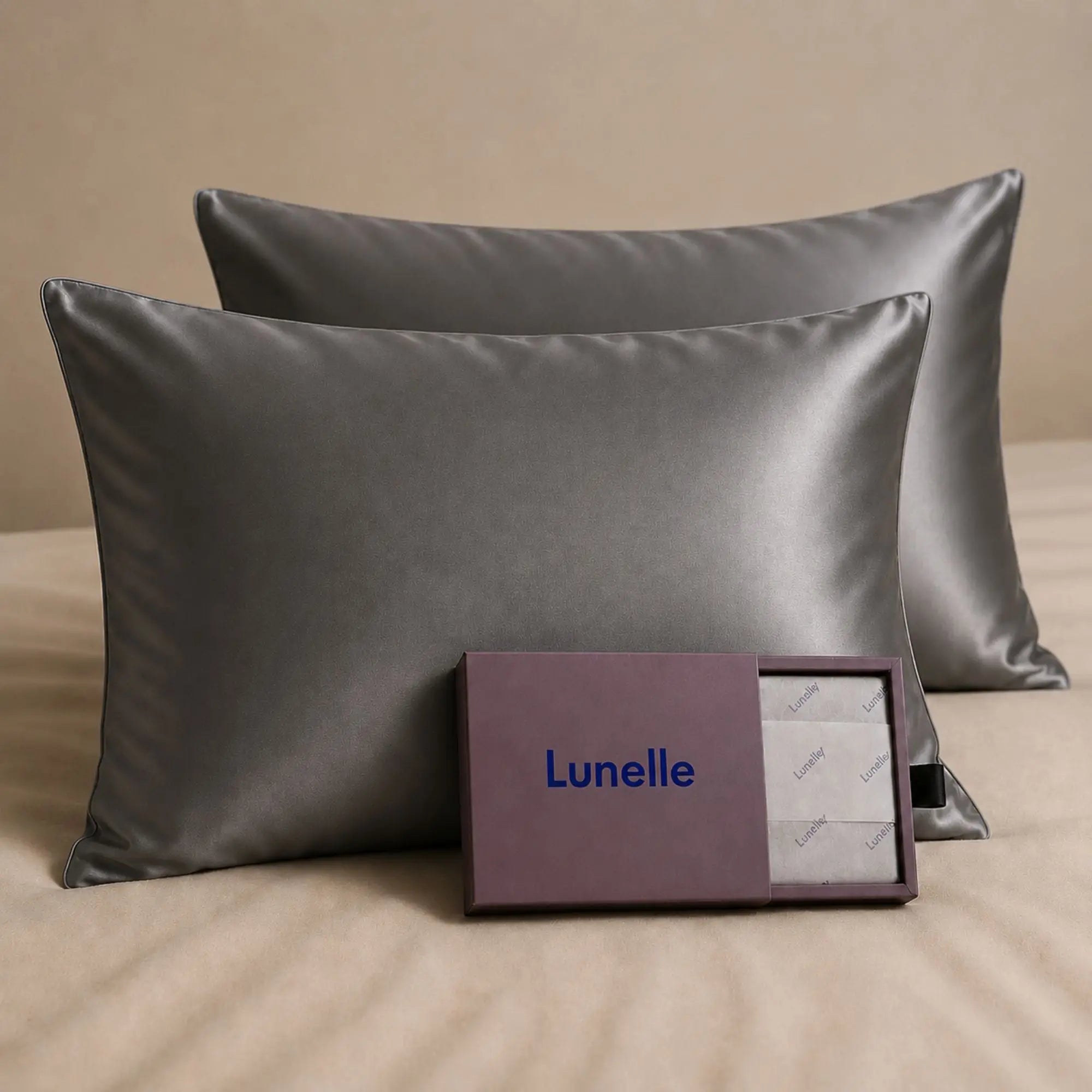 Set Of 2 | 30 Momme 100% Mulberry Pillowcases for Hair & Skin - Dark Gray Lunissy UK