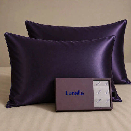 Lunelle indigo blue 30 momme 100% mulberry silk pillowcase set of two