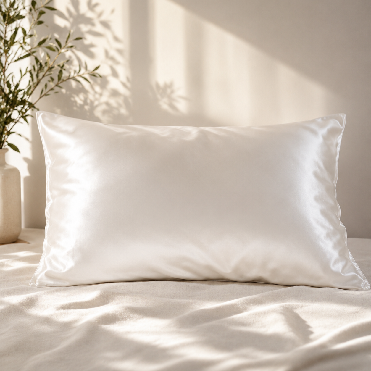 Set Of 2 | 22 Momme 100% Mulberry Silk Pillowcases for Hair & Skin - White
