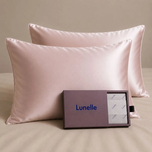 Lunelle blush pink 30 momme 100% mulberry silk pillowcase set of two