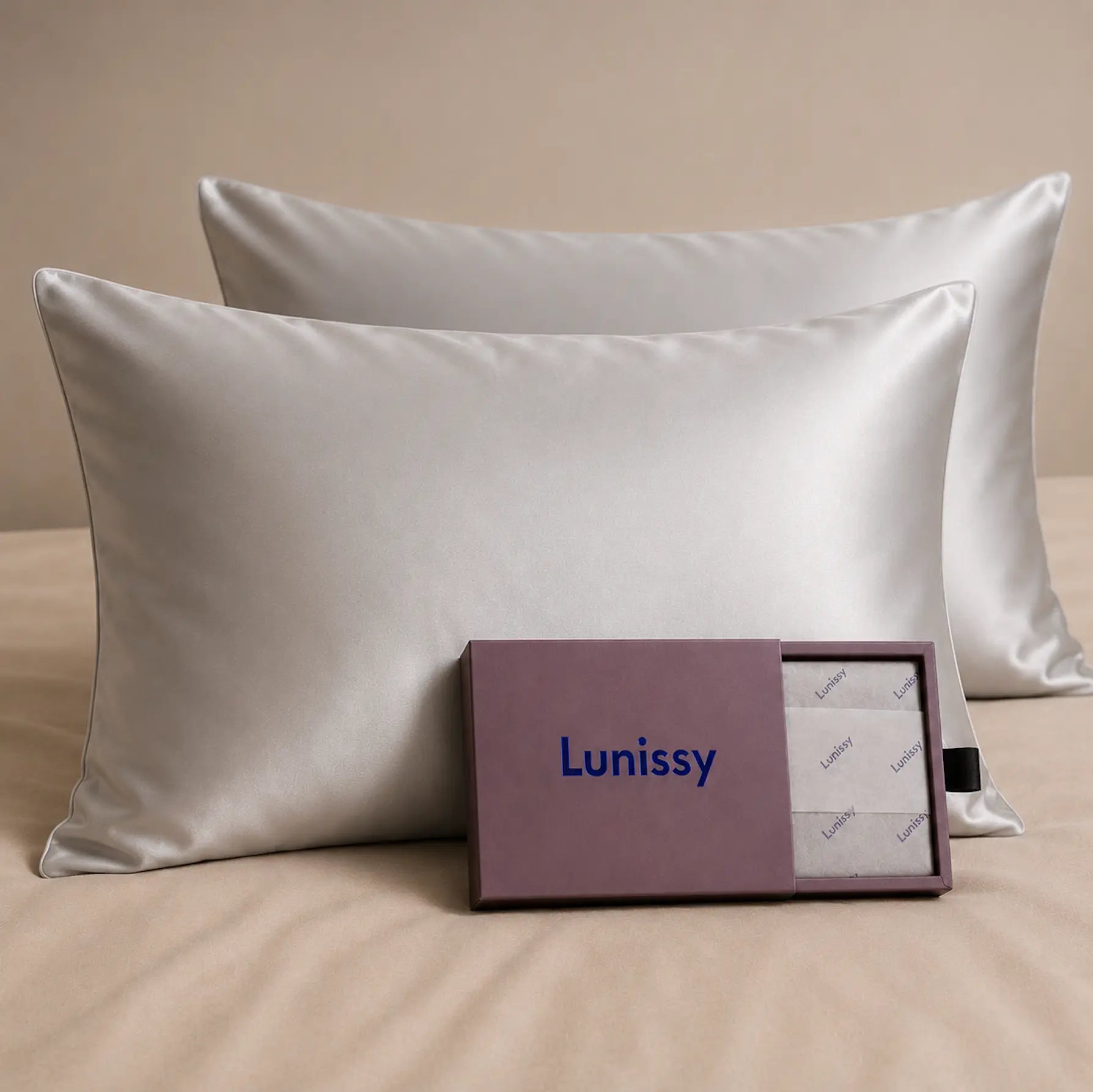 Set Of 2 | 22 Momme 100% Mulberry Pillowcases for Hair & Skin - Silver Lunissy UK