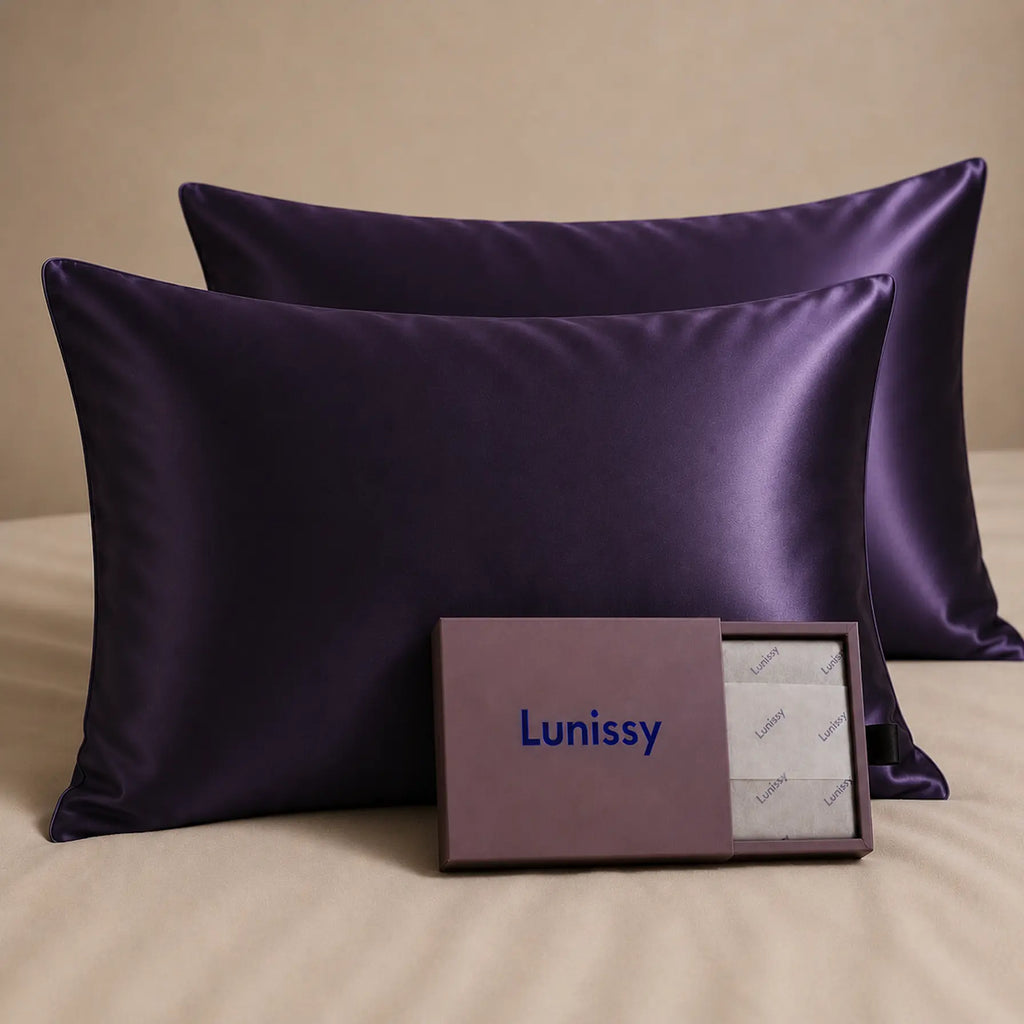 Set Of 2 | 22 Momme 100% Mulberry Pillowcases for Hair & Skin - Purple Lunissy UK