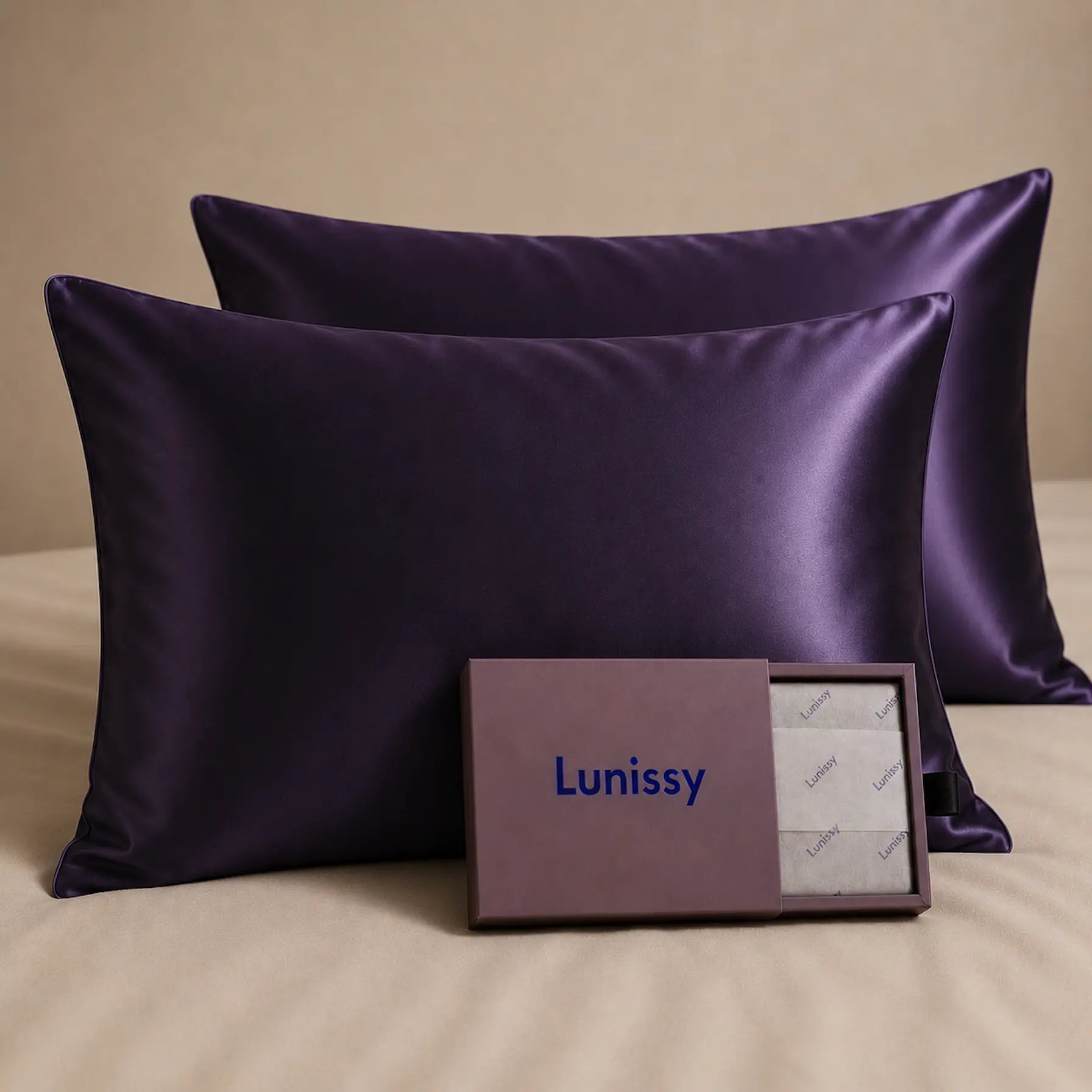 Set Of 2 | 22 Momme 100% Mulberry Pillowcases for Hair & Skin - Purple Lunissy UK