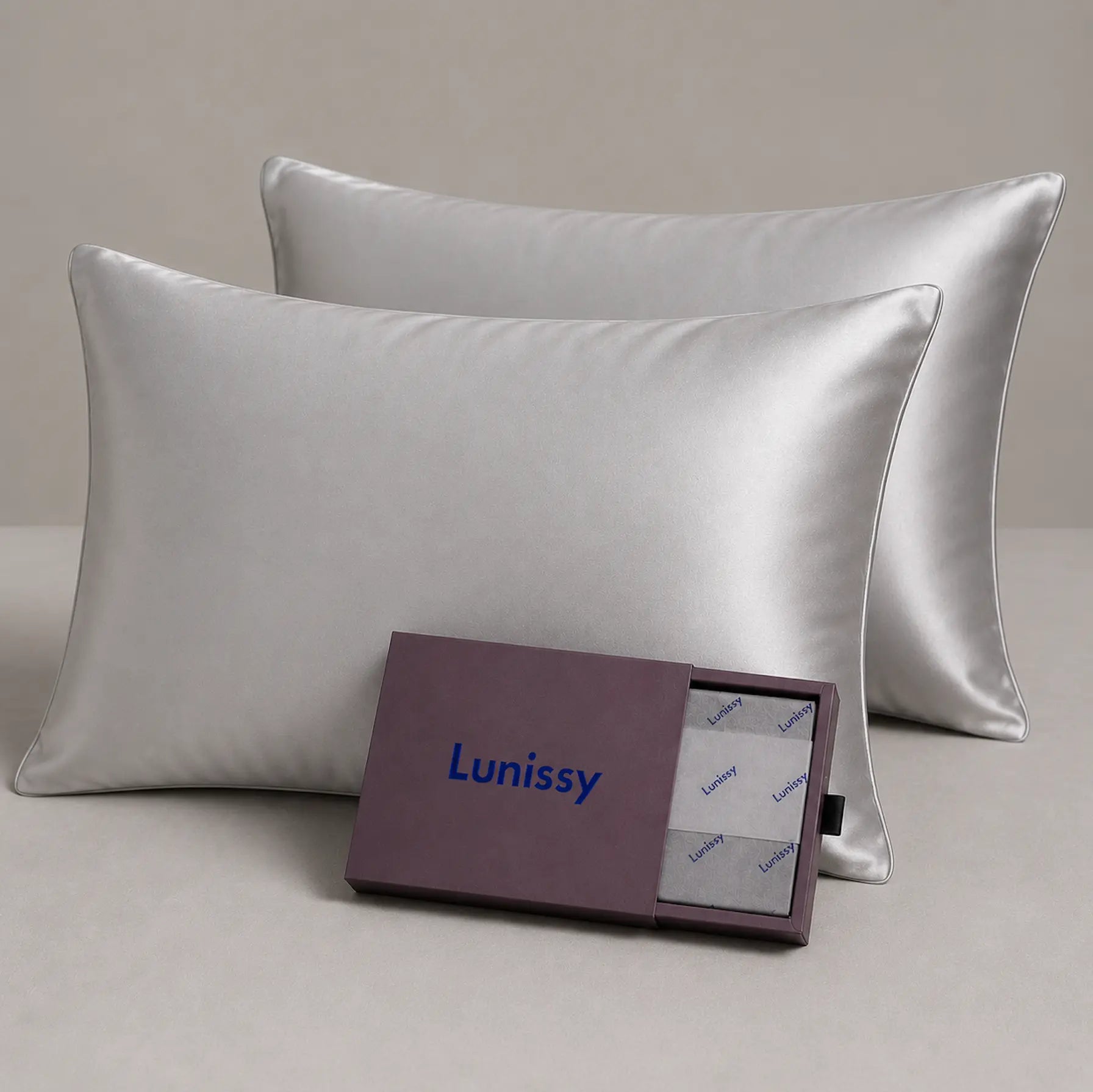 Set Of 2 | 30 Momme 100% Mulberry Pillowcases for Hair & Skin - Silver Lunissy UK