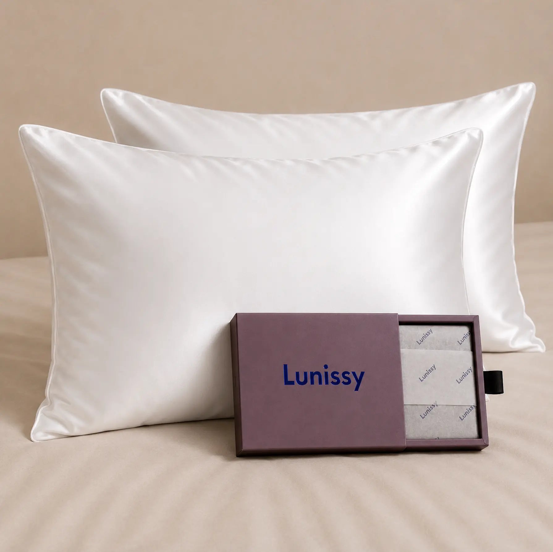 Set Of 2 | 22 Momme 100% Mulberry Pillowcases for Hair & Skin - White Lunissy UK