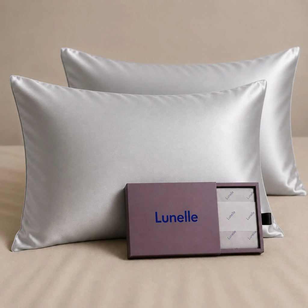 Lunelle silver grey 30 momme 100% mulberry silk pillowcase set of two