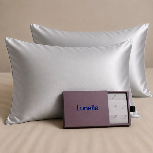 Lunelle silver grey 30 momme 100% mulberry silk pillowcase set of two